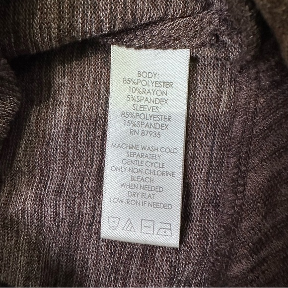 LOGO by Lori Goldstein L Brown Knit Zip Cardigan - Picture 6 of 7